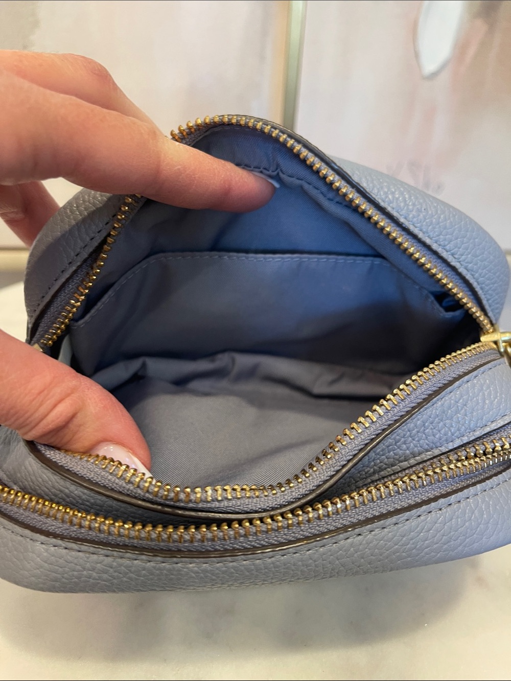 Tory Burch Pebbled Leather Crossbody in Slate Blue - Picture 7 of 7